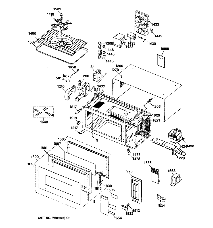 Section Diagram and Parts List for JEM31GA01  General Electric Microwave