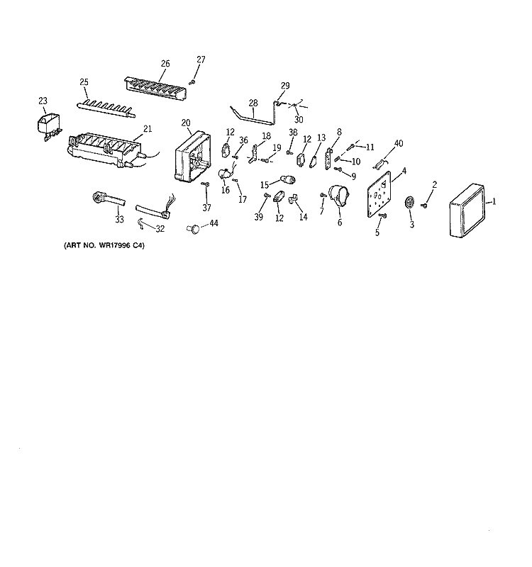 ICEMAKER WR30X0303 Diagram and Parts List for TBI18JIBGRWW  General Electric Refrigerator