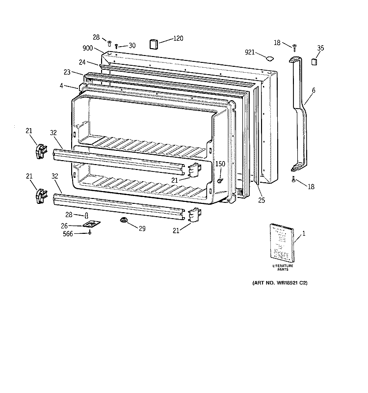 FREEZER DOOR Diagram and Parts List for TBG21JABGRWW  General Electric Refrigerator