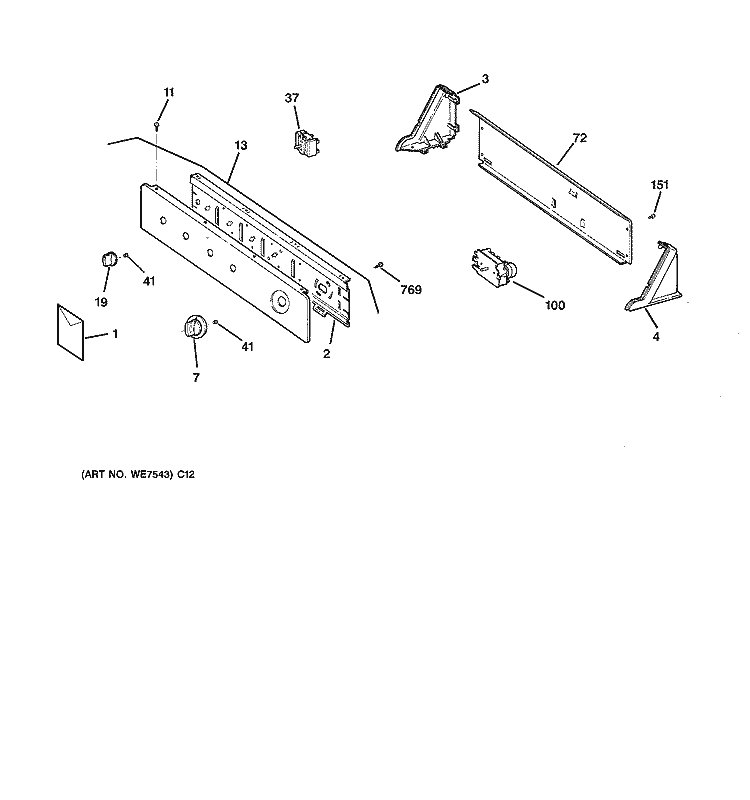 CONTROL ASSEMBLY Diagram and Parts List for DVLR223GV0WW  General Electric Dryer