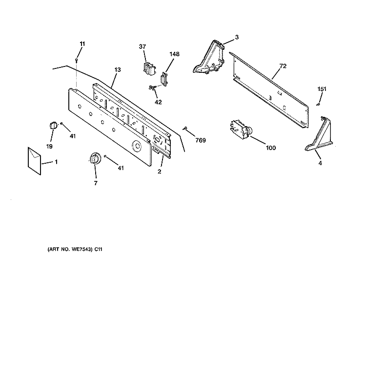 CONTROL ASSEMBLY Diagram and Parts List for DVLR223EV0AA  General Electric Dryer