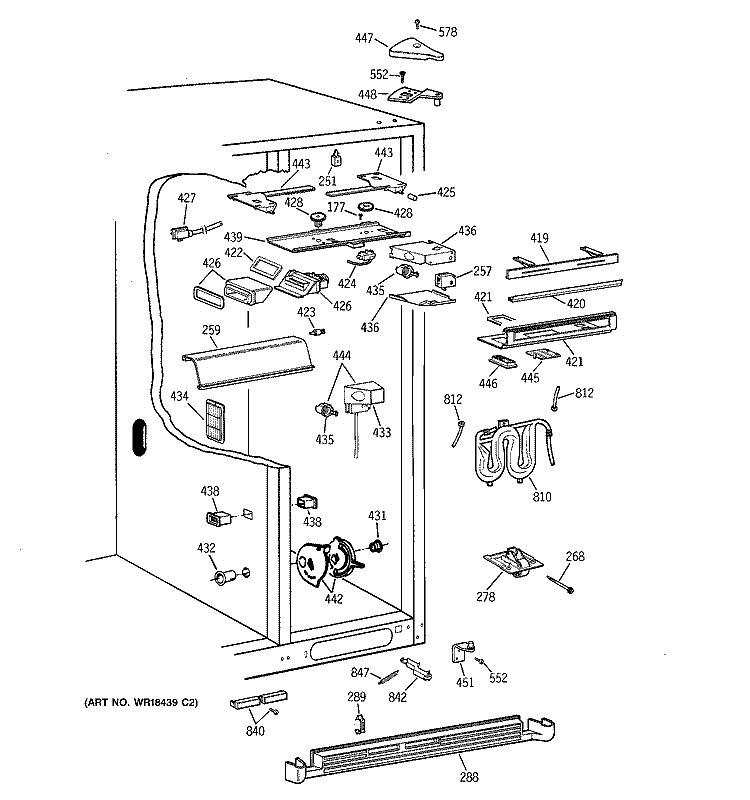 FRESH FOOD SECTION Diagram and Parts List for TFG28PFBABB  General Electric Refrigerator