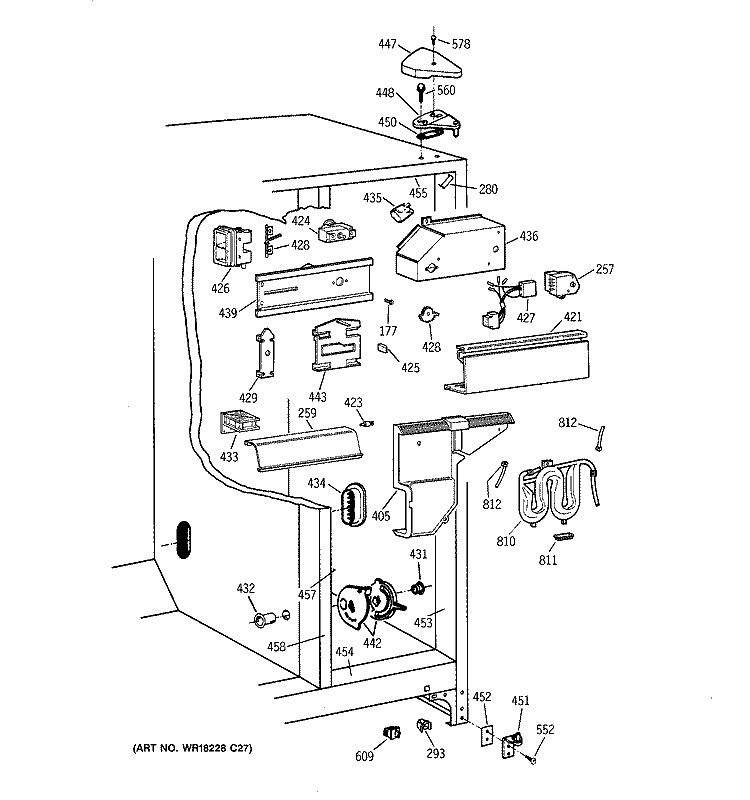 FRESH FOOD SECTION Diagram and Parts List for TFT20JRBAAA  General Electric Refrigerator