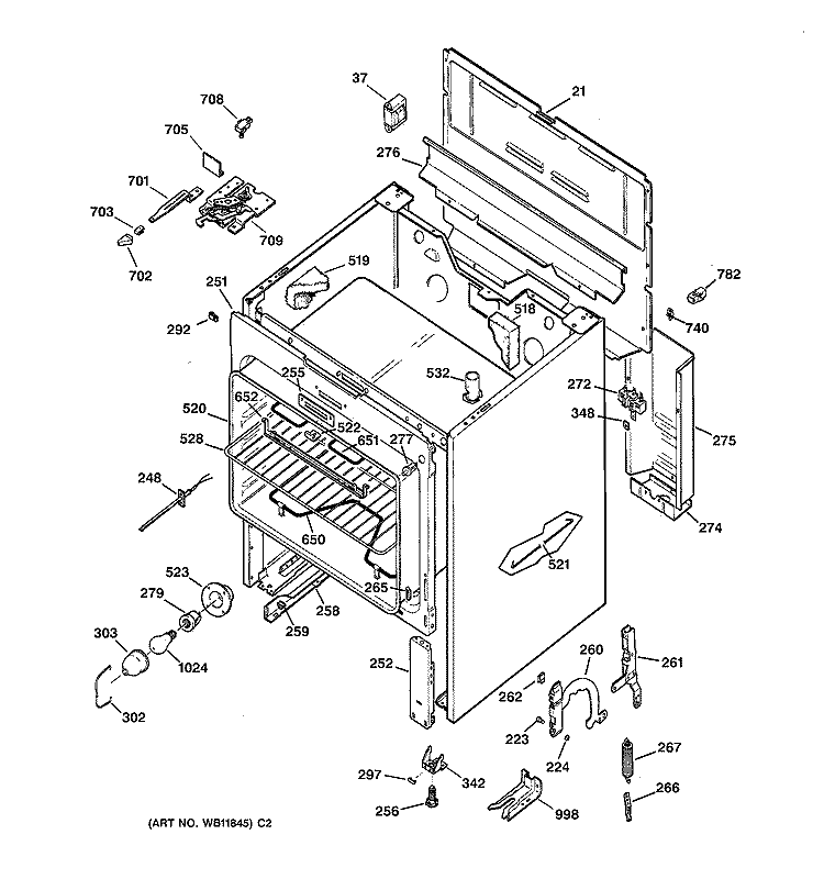 BODY PARTS Diagram and Parts List for JBP46WIY3  General Electric Range