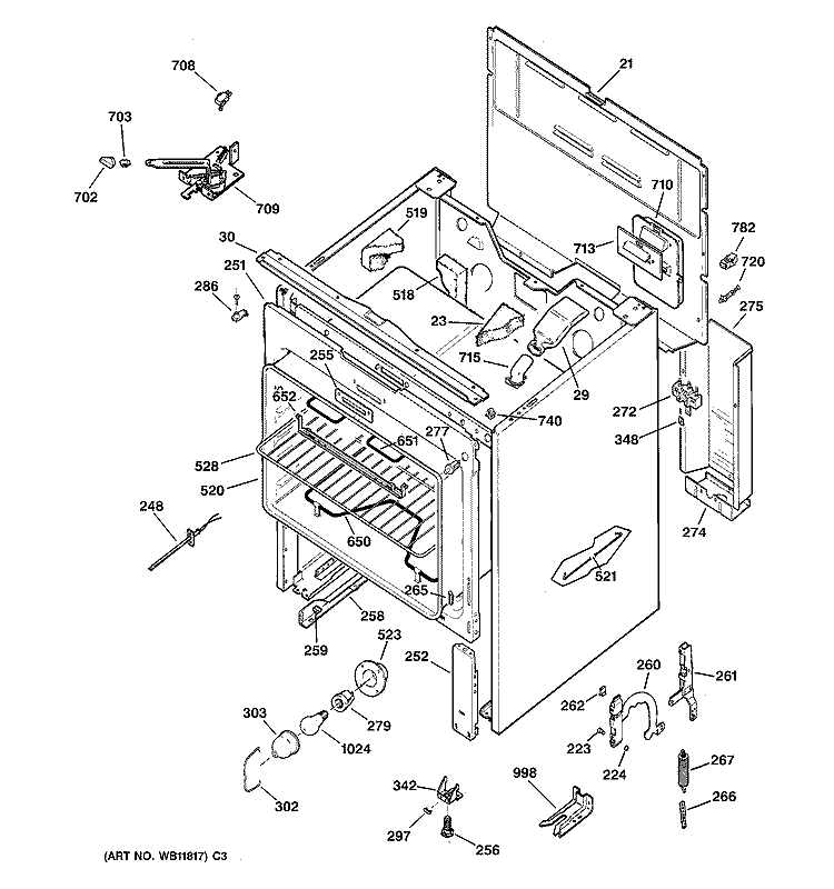 BODY PARTS Diagram and Parts List for JBP66BY4AD  General Electric Range