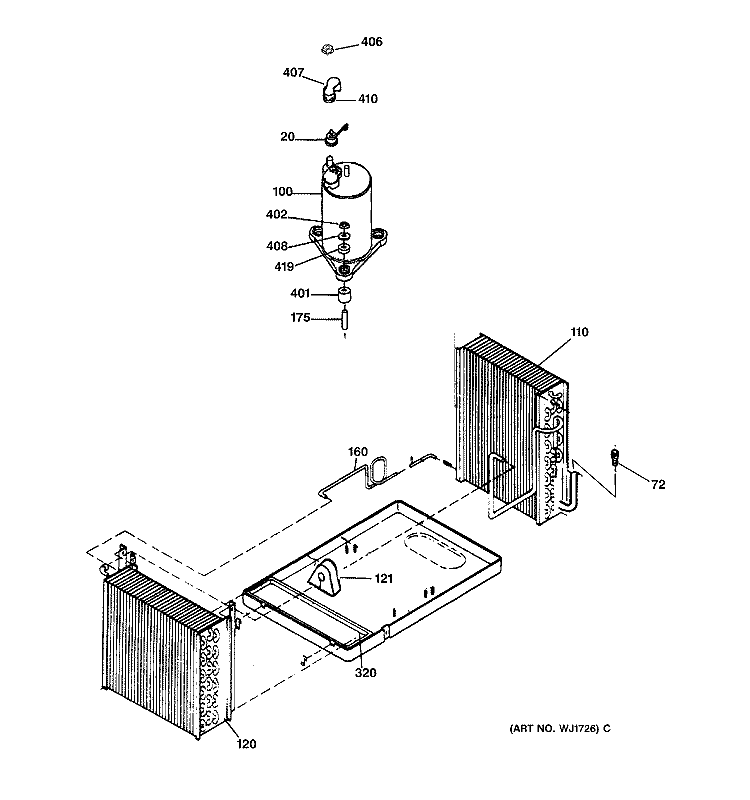 REFRIGERANT ASSEMBLY Diagram and Parts List for AVX10ACF1  General Electric Air Conditioner