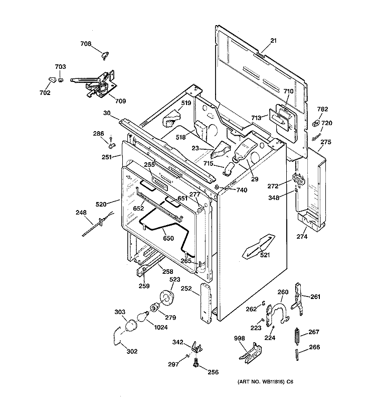 BODY PARTS Diagram and Parts List for JBP78BY4  General Electric Range
