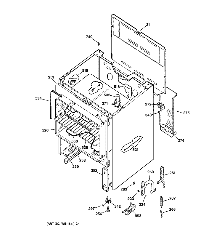 BODY PARTS Diagram and Parts List for JBS03GV6  General Electric Range