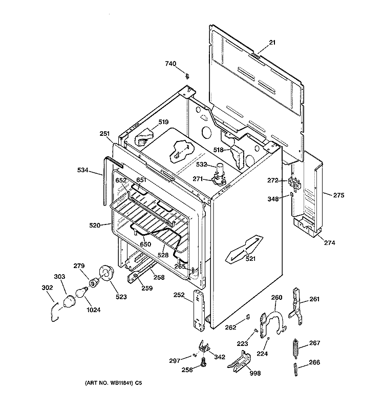 BODY PARTS Diagram and Parts List for JBS26W5  General Electric Range