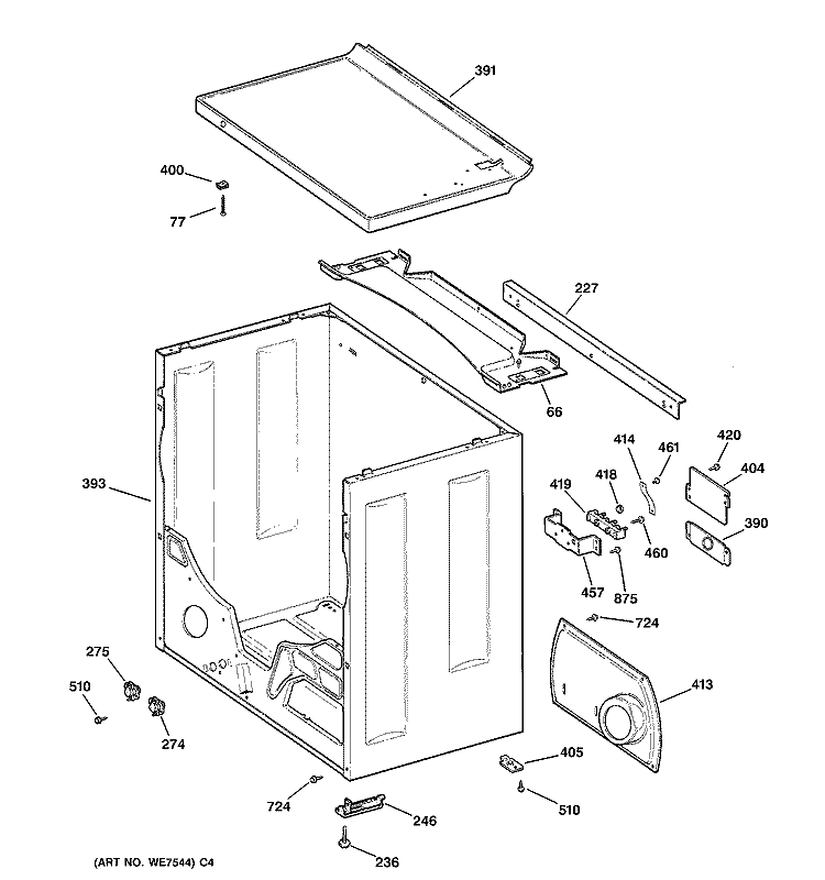 CABINET & TOP Diagram and Parts List for NVLR333EV0AA  Hotpoint Dryer