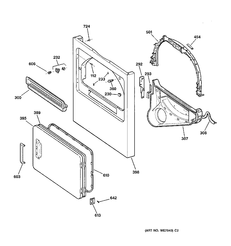 FRONT PANEL & DOOR Diagram and Parts List for NLLR113ET1WO  Hotpoint Dryer