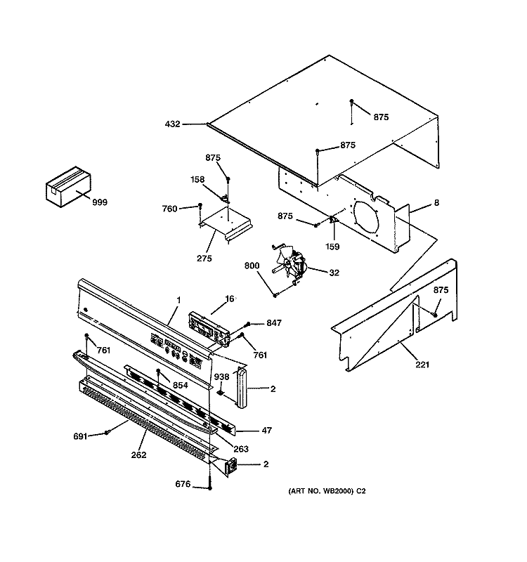 CONTROL PANEL Diagram and Parts List for JKP15BW2BB  General Electric Wall Oven
