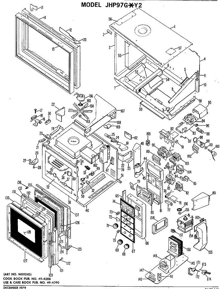 Section Diagram and Parts List for JHP97G*Y2  General Electric Microwave Oven Combo