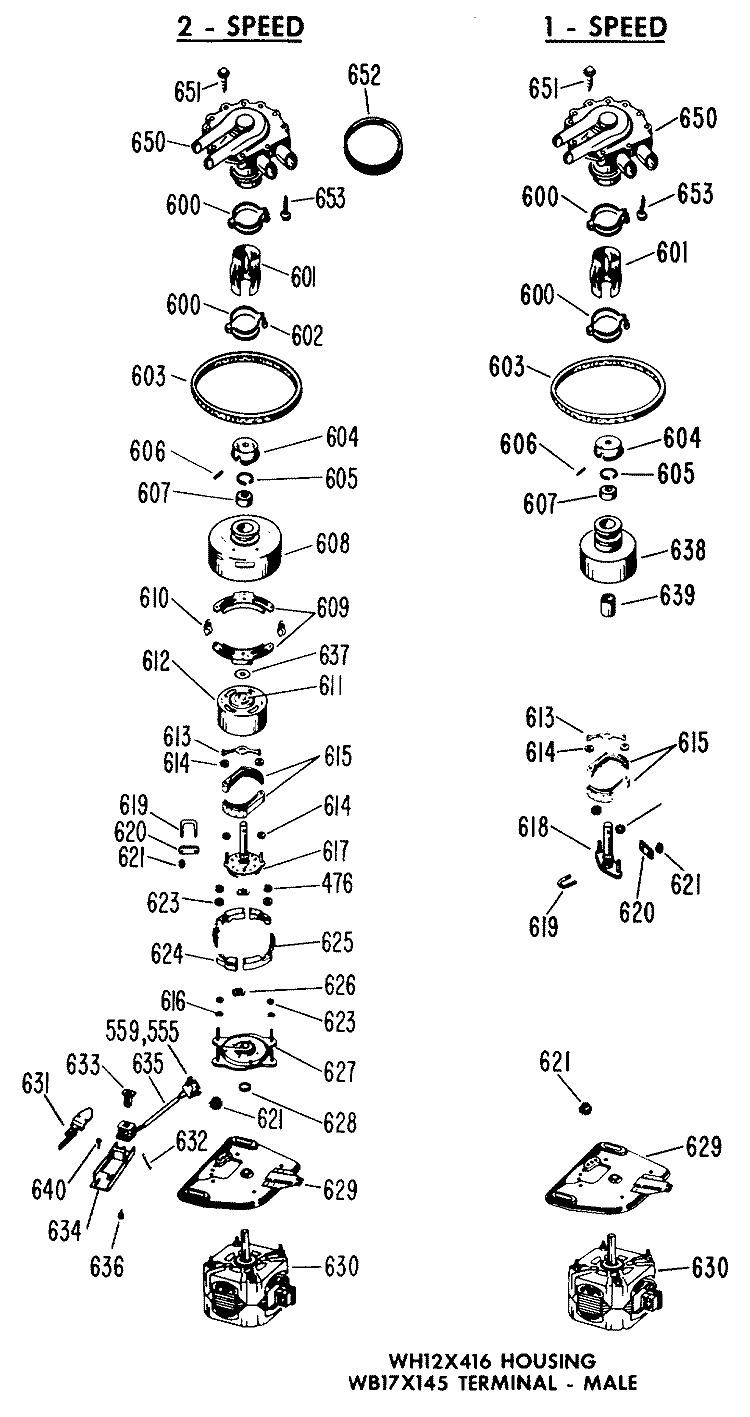 1 - SPEED Diagram and Parts List for WWA5412VEL  General Electric Washer