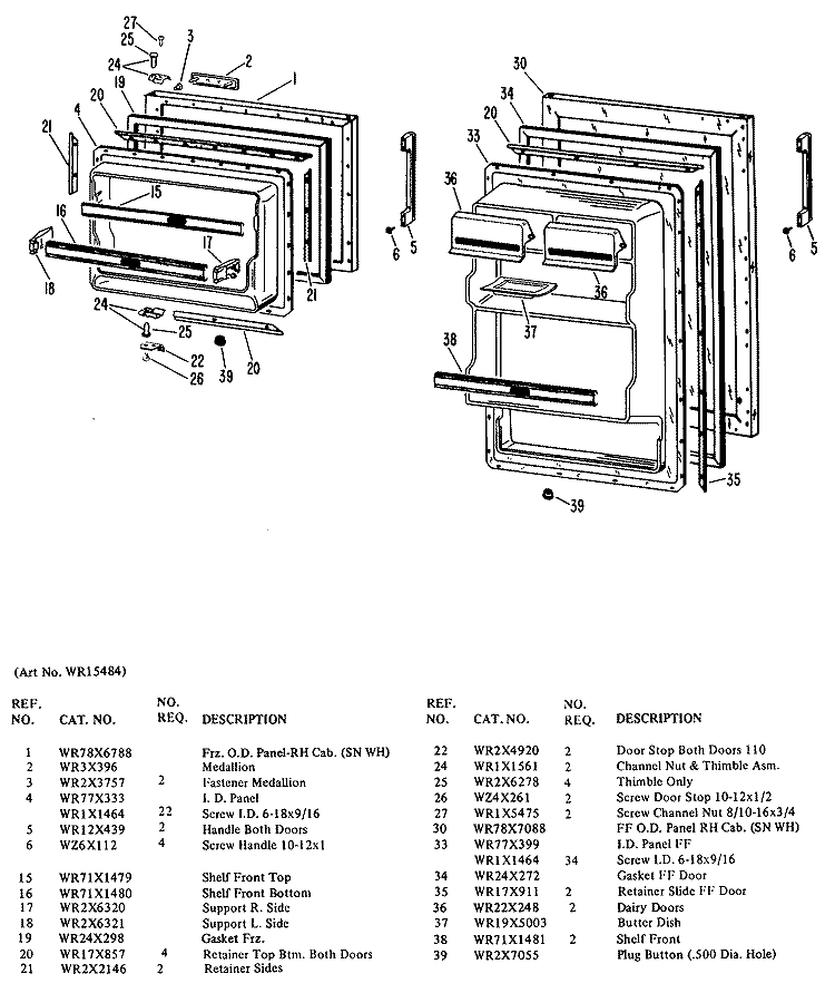 Section Diagram and Parts List for TBF18EAB  General Electric Refrigerator