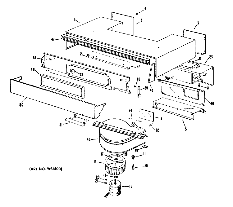 BLOWER PARTS ONLY Diagram and Parts List for JHP56*V8  General Electric Range