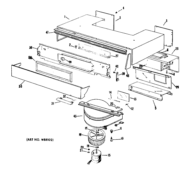 BLOWER PARTS Diagram and Parts List for JHP56G*V6  General Electric Range