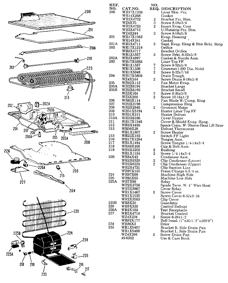Section Diagram and Parts List for TBF14BAD  General Electric Refrigerator