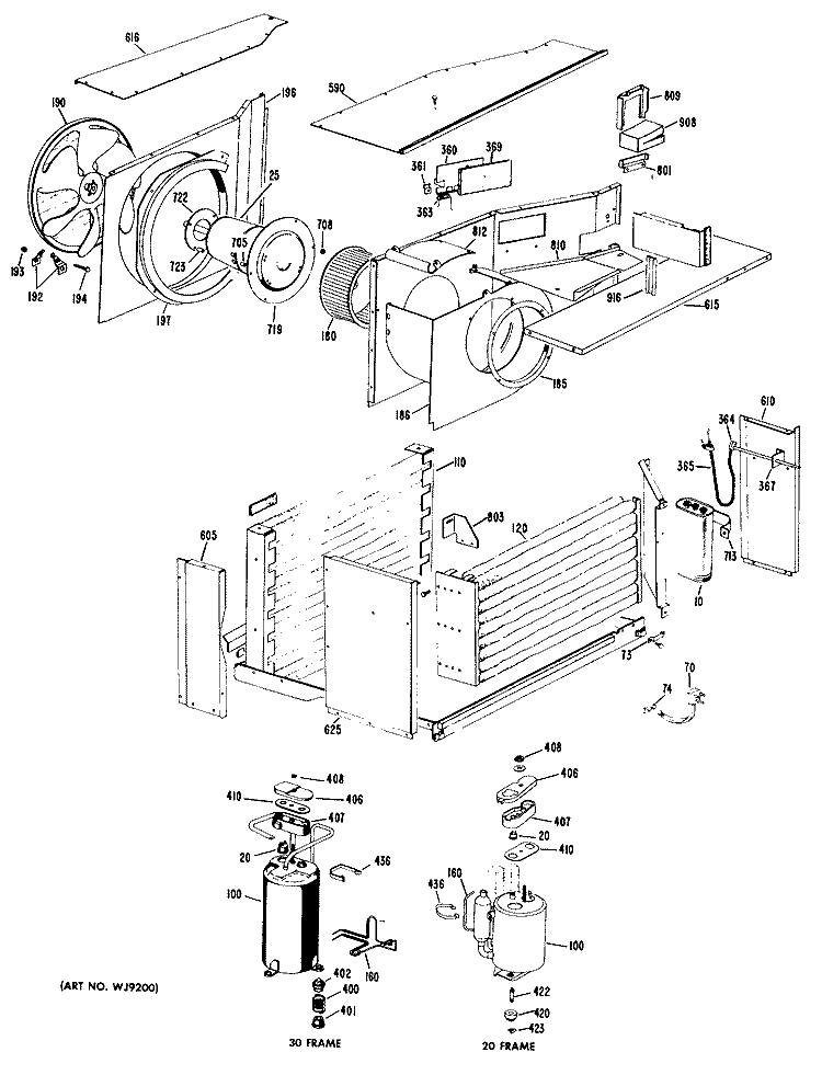 Section Diagram and Parts List for AGDM718DACG2  General Electric Air Conditioner