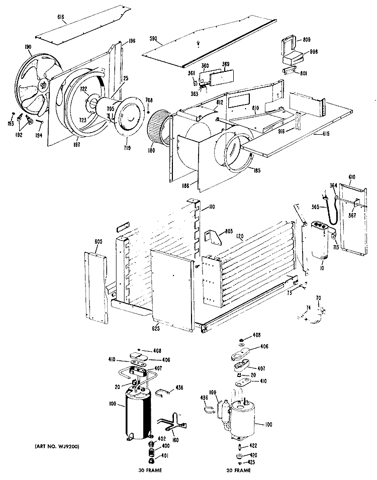 Section Diagram and Parts List for AF112DMW1  General Electric Air Conditioner
