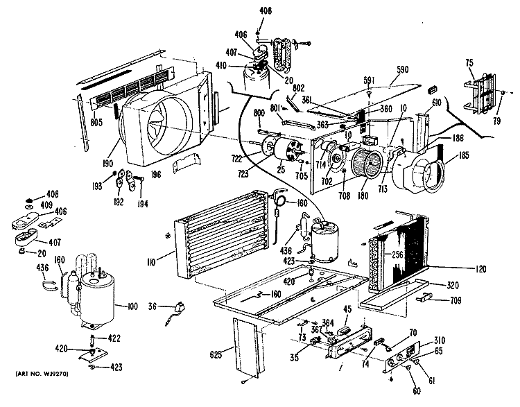 Section Diagram and Parts List for SL210  General Electric Air Conditioner