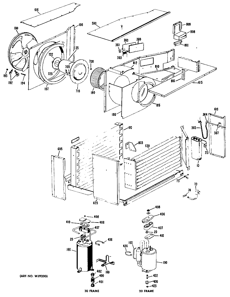 Section Diagram and Parts List for SL210  General Electric Air Conditioner