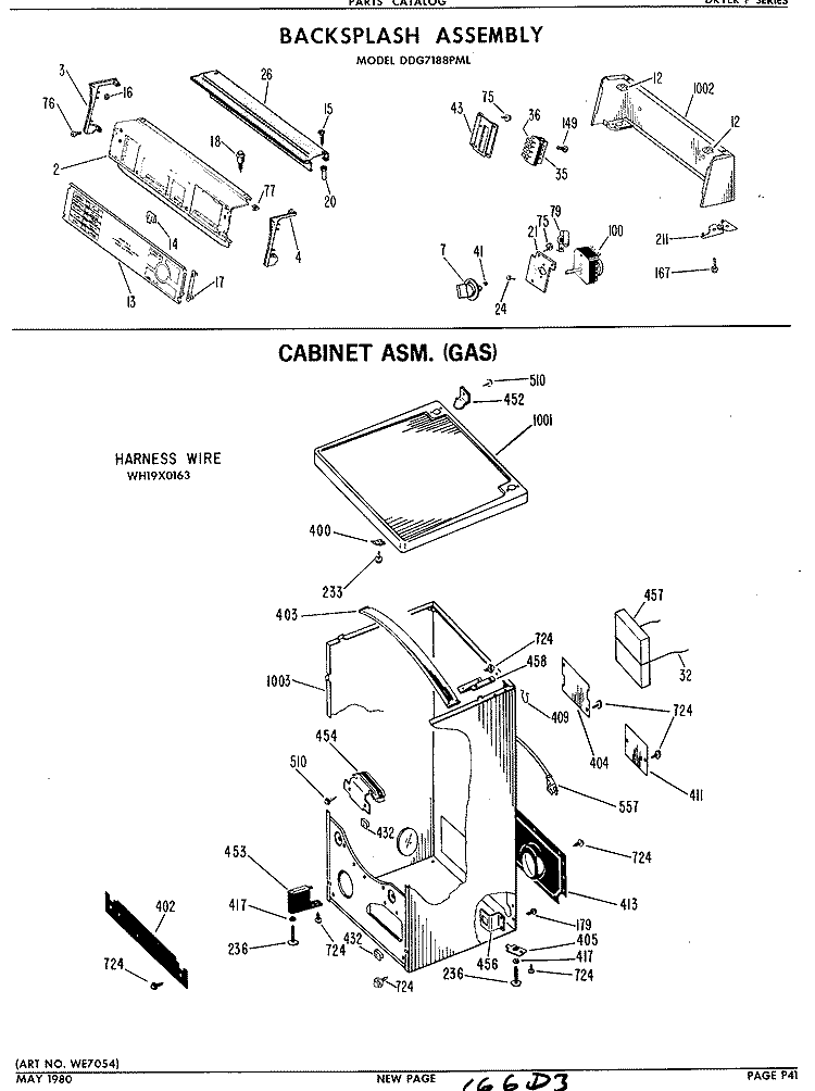 BACKSPLASH ASSEMBLY Diagram and Parts List for DDG7188PML  General Electric Dryer