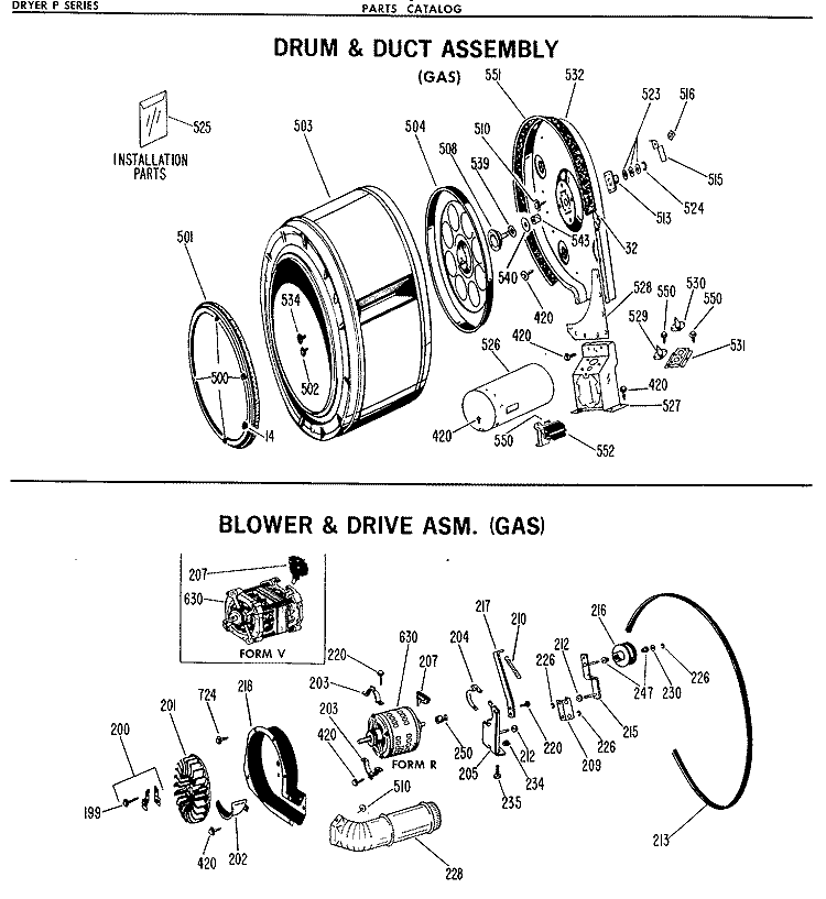 DRUM & DUCT ASSEMBLY Diagram and Parts List for DDG7188PML  General Electric Dryer
