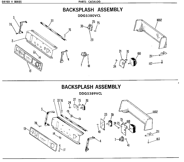BACKSPLASH ASSEMBLY Diagram and Parts List for DDG5389VCL  General Electric Dryer