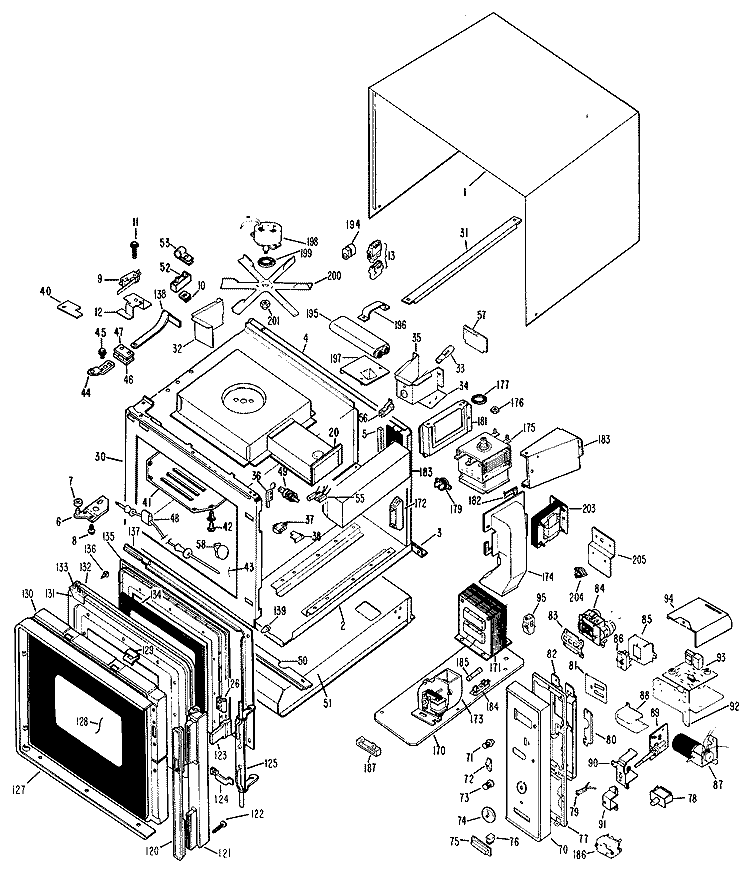 Section Diagram and Parts List for JX97002  General Electric Microwave