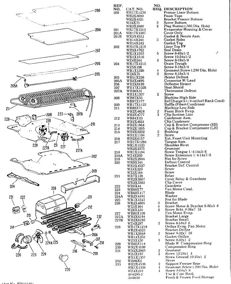 Section Diagram and Parts List for TBFM21VAB  General Electric Refrigerator