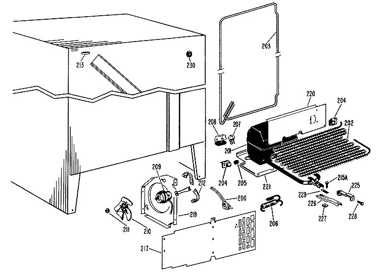 Section Diagram and Parts List for TFF19LAB  General Electric Refrigerator
