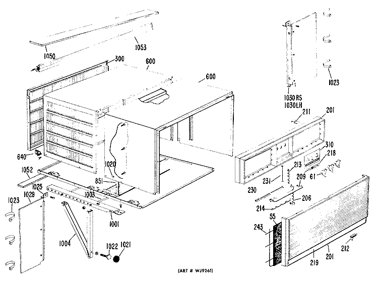 Section Diagram and Parts List for AG632DMV3  General Electric Air Conditioner