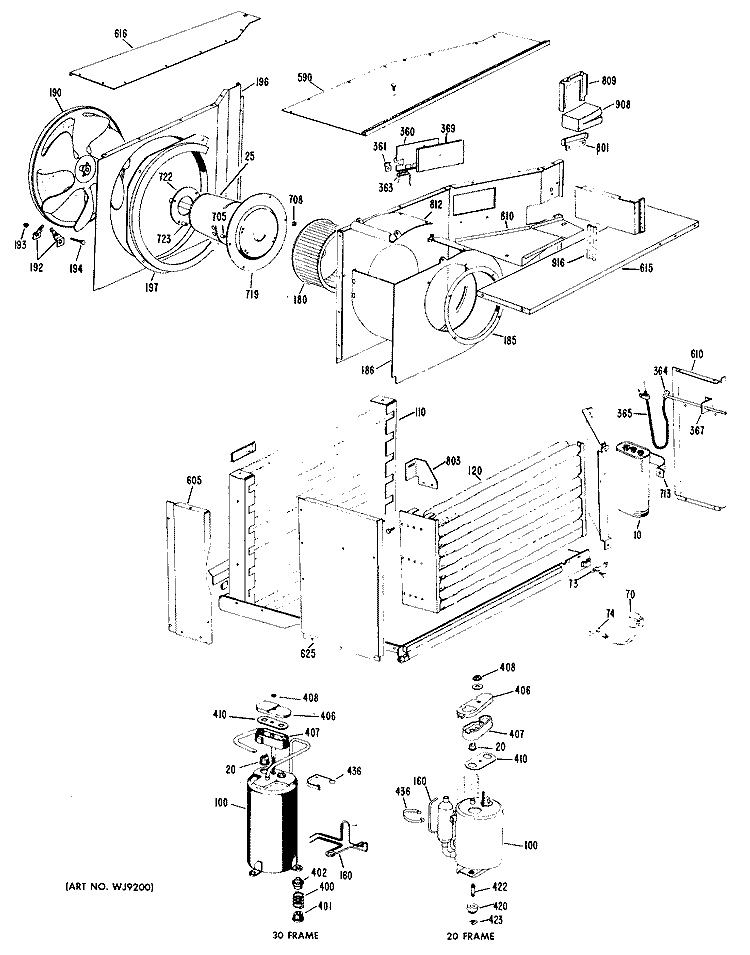 Section Diagram and Parts List for AD917W1G1  General Electric Air Conditioner