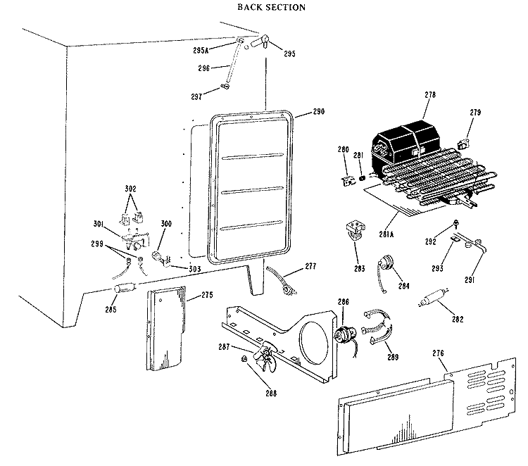 Section Diagram and Parts List for TFF24RLC  General Electric Refrigerator