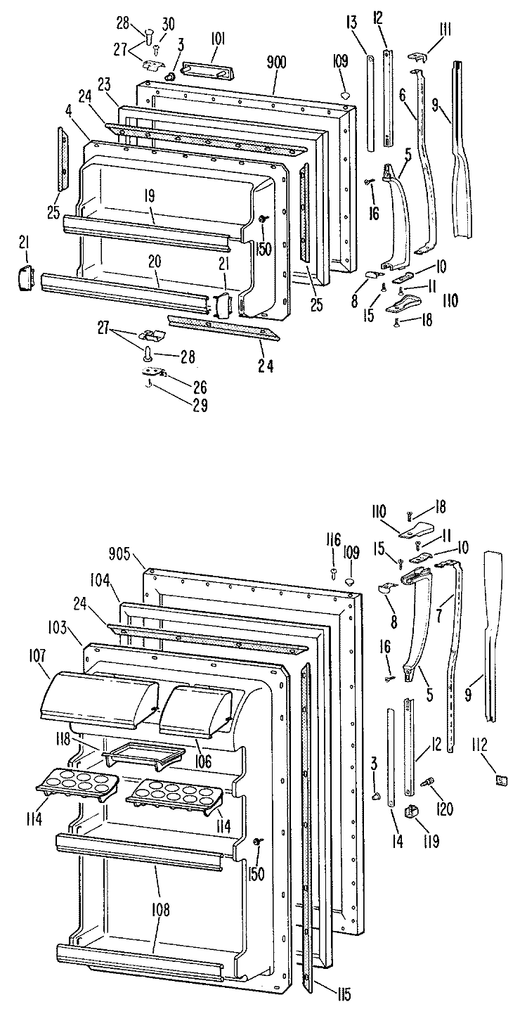 Section Diagram and Parts List for TBF19DBBR  General Electric Refrigerator