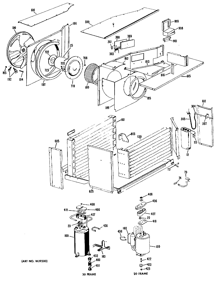 Section Diagram and Parts List for ADR24DAX3  General Electric Air Conditioner