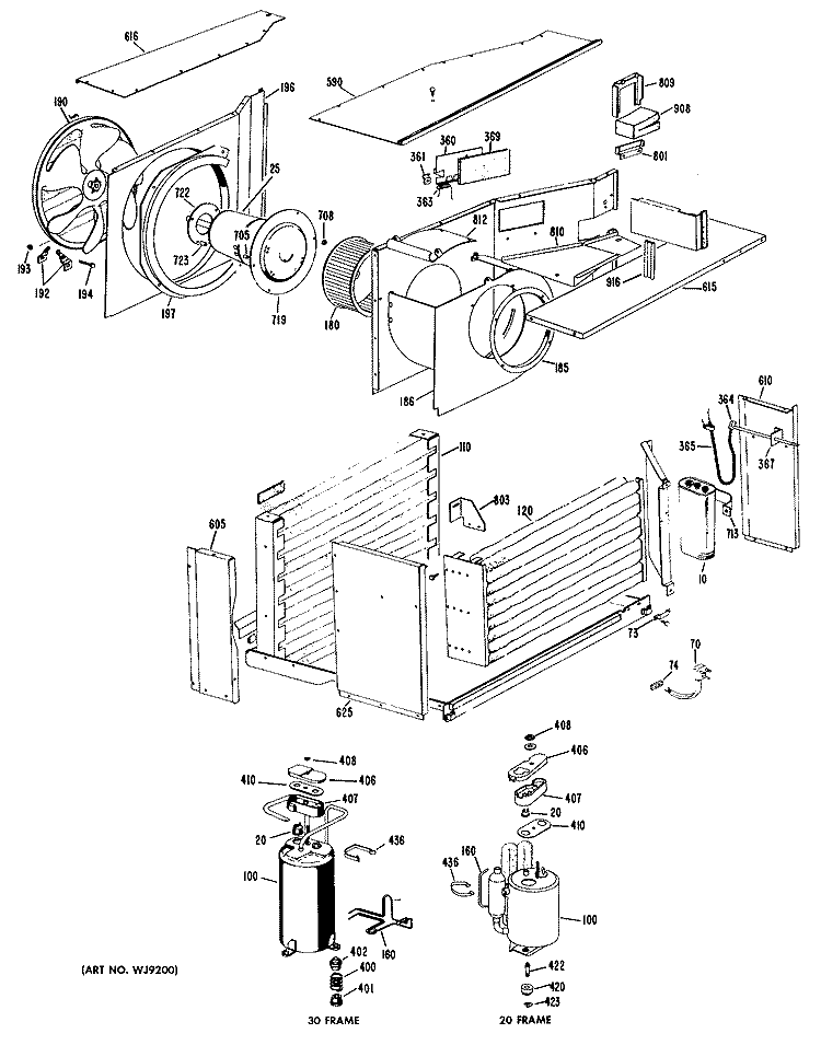 Section Diagram and Parts List for AD919DME3  General Electric Air Conditioner