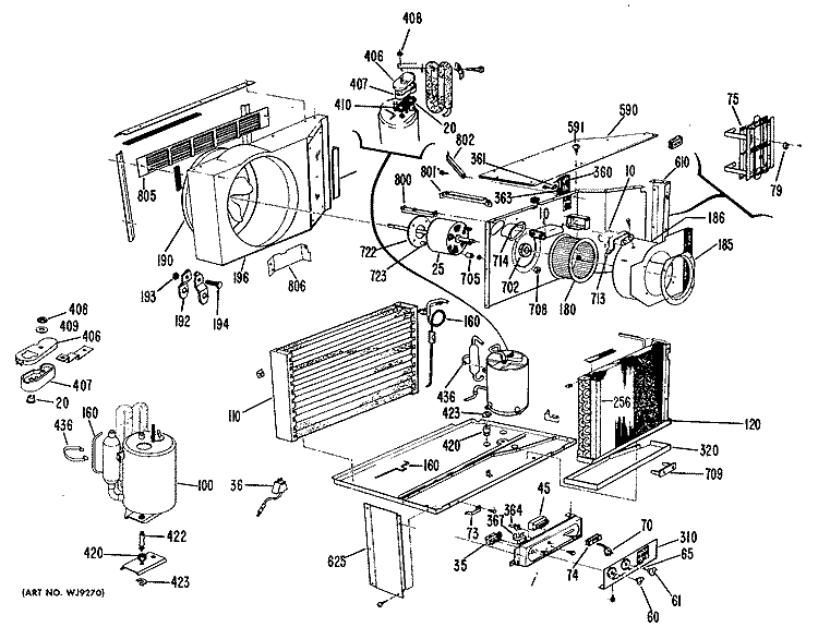 Section Diagram and Parts List for AJC11DAZ1  General Electric Air Conditioner