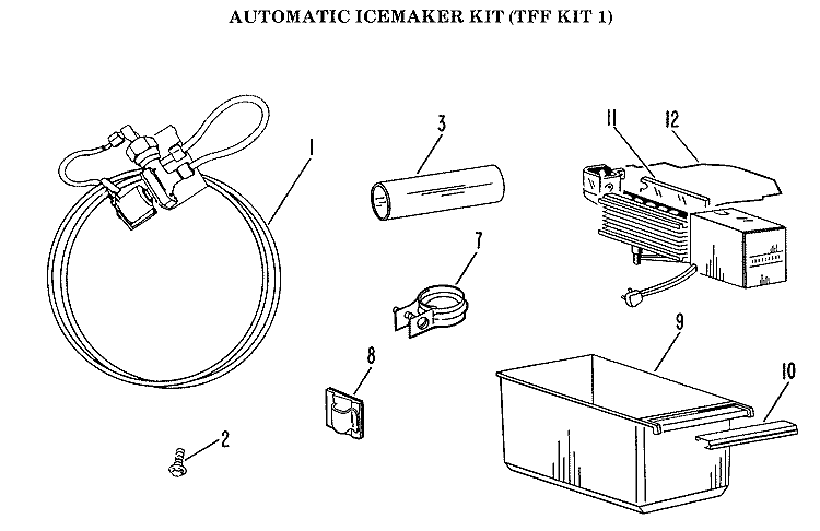 Section Diagram and Parts List for TFF KIT 1  General Electric Ice Maker