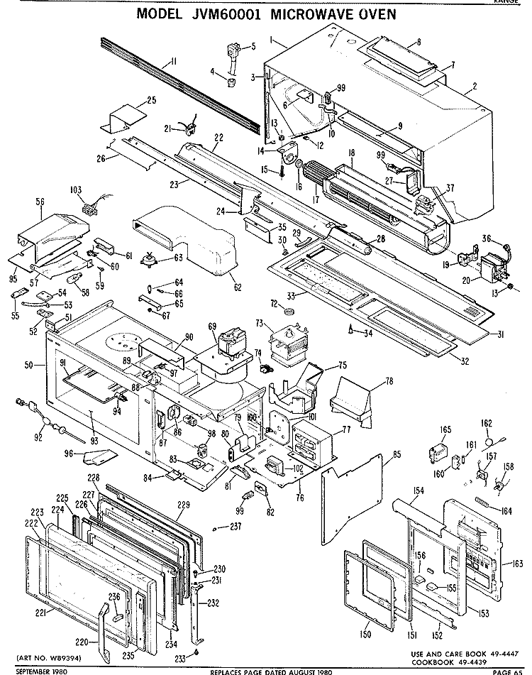 MICROWAVE OVEN Diagram and Parts List for JVM60001  General Electric Microwave