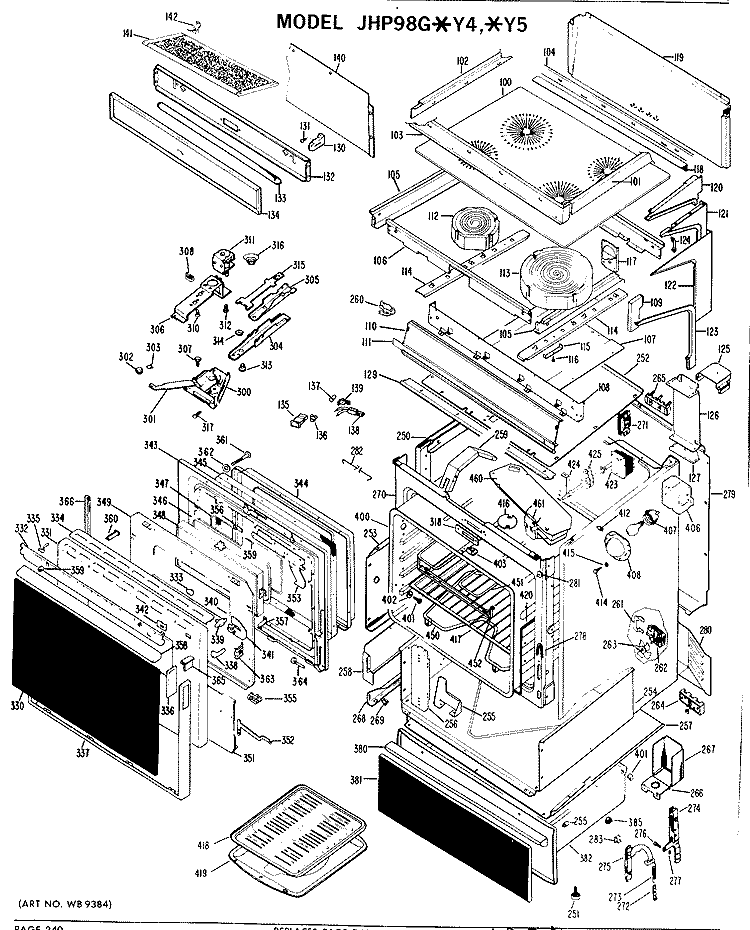 Section Diagram and Parts List for JHP98G*Y4  General Electric Microwave Oven Combo