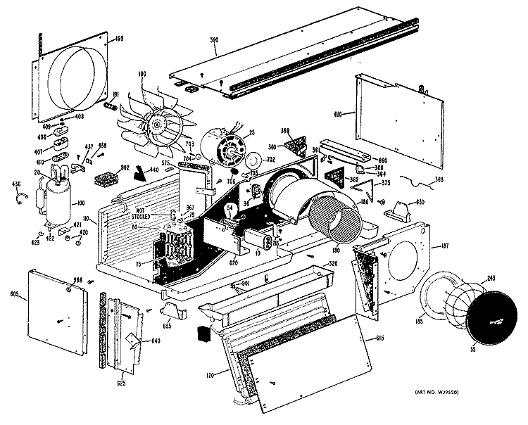 ROOM AIR CONDITIONER Diagram and Parts List for A2B548DAELSA  General Electric Air Conditioner