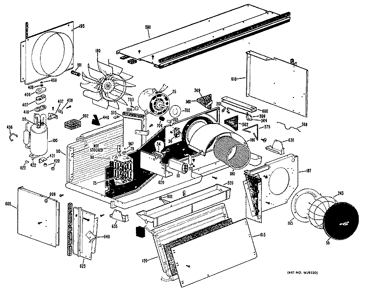 ROOM AIR CONDITIONER Diagram and Parts List for A3B568EPCSQ1  General Electric Air Conditioner