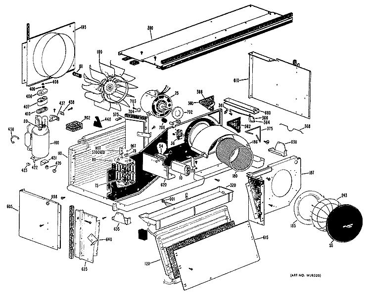 ROOM AIR CONDITIONER Diagram and Parts List for A3B568DJELSA  General Electric Air Conditioner