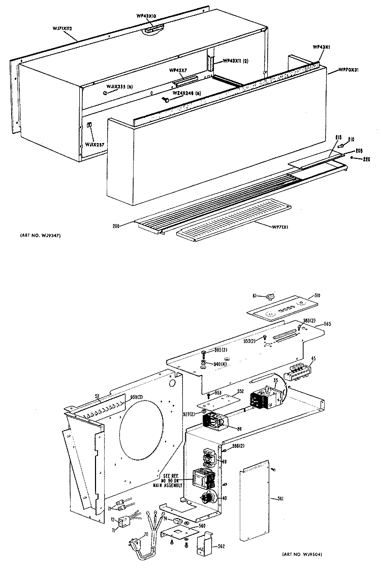ROOM AIR CONDITIONER Diagram and Parts List for A2B558ESASSA  General Electric Air Conditioner