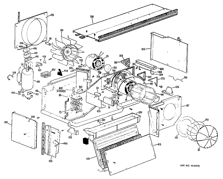 Section Diagram and Parts List for A2B659DAALYA  General Electric Air Conditioner