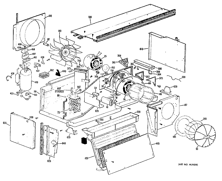 Section Diagram and Parts List for A2B558ESFSSA  General Electric Air Conditioner