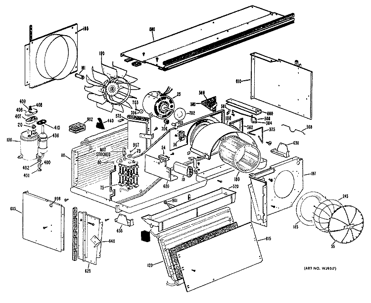 Section Diagram and Parts List for A2B749CKALEA  General Electric Air Conditioner