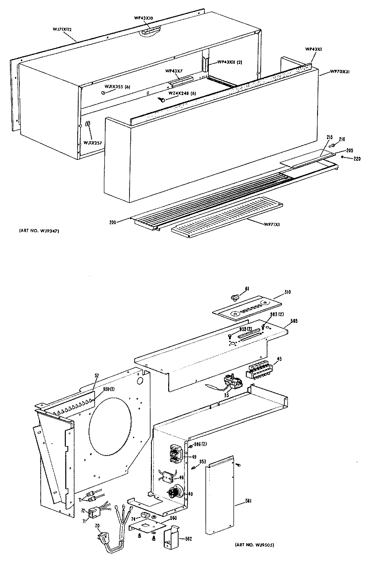 Section Diagram and Parts List for A2B769DAALDA  General Electric Air Conditioner
